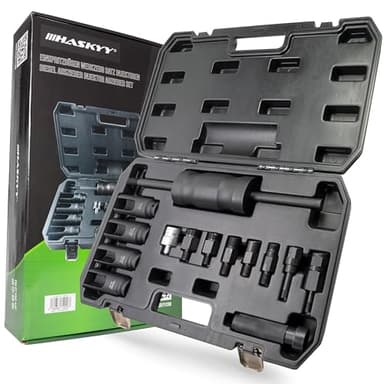 HASKYY Kit d'extracteurs d'injecteurs 14 pièces Kit d'extracteurs d'injecteurs Diesel - Compatible avec de Nombreux modèles différents