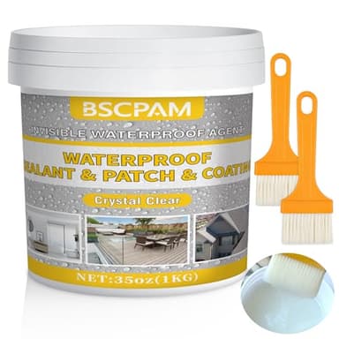 1KG Agent Imperméable Invisible,Membrane d'Étanchéité Waterstop,Joint Etancheite pour l'intérieur et l'extérieur,Waterproof Coating Transparent pour Terrasse,Facade,Toiture et Bain