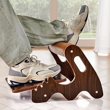 Repose-pieds réglable à bascule sous le bureau avec 3 positions de hauteur et barre transversale souple, repose-pieds ergonomique en bois avec surface antidérapante (marron)