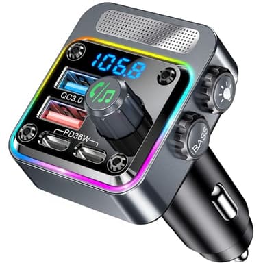 Gizmovine Bluetooth Voiture,Transmetteur FM Bluetooth,Charge Rapide PD 36W QC3.0 18W,Allume Cigare avec La Musique, Téléphone Main Libre,Basses,Adaptateur Radio pour Autoradio, Lecteur MP3 Audio