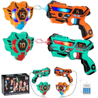 VATOS Tag Laser Rechargeable 2 Packs - Jeu de Tag Laser Infrarouge Sync en Temps réel, Jeu de Tir Lazer Tag 2 Joueurs pour Enfants et Adolescents de 6 à 12 Ans, Intérieur et Extérieur