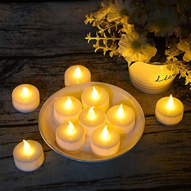 Bougies chauffe-plat LED, 24 paquets de bougies chauffe-plat à piles sans flamme, fausse bougie électrique pour les célébrations saisonnières et de festival 100 + heures de lumière électrique (24)