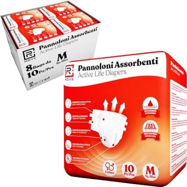 RMOVE 80 couches pour personnes âgées M couches absorbantes pour adultes, 8 paquets de 10 couches pour personnes âgées de nuit super absorbantes (8 paquets, M)