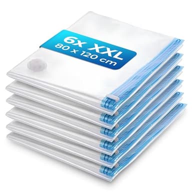 Sacs Sous Vide Extra Grandes XXL myHodo (Lot de 6, 80x120 cm) – Housses Réutilisables pour Ranger Couettes, Oreillers et Vêtements Volumineux, Sac de Rangement Hermétique, Compactor Aspirateur