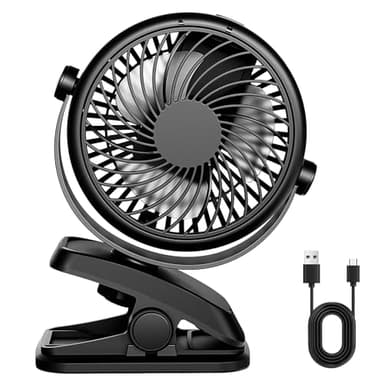 Telgoner Mini Ventilateur USB, Ventilateur portable silencieux avec batterie rechargeable, 3 vitesses, 360 vitesses rotatives pour chambre à coucher, bureau, poussette, camping