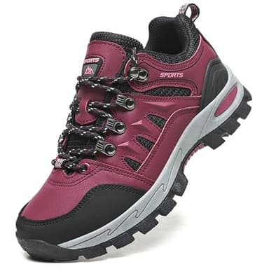 Topwolve Bottes de randonnée imperméables pour homme et femme - Taille basse - Chaussures d'escalade - Chaussures de randonnée en plein air - Chaussures de camping, rose rouge, 36 2/3 EU