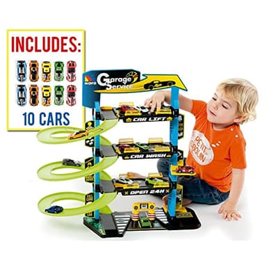MOLTO | Parking pour Enfants à 4 Étages avec Accessoires, Piste pour Voitures Jouets, Jouets pour Enfants + 3 Ans, Garage pour Voitures