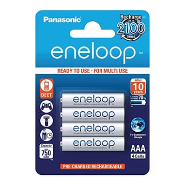 Panasonic Eneloop, Pile Ni-MH Prête à l'Emploi, AAA Micro, pack de 4, min. 750 mAh, 2100 Cycles de Charge, aux Performances Élevées et avec une Faible Autodécharge, Pile RechargeablC