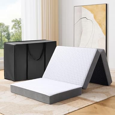 Autsel Matelas Pliable 140x200x7.5cm, Matelas d'invité Pliant en Mousse, Lavable Camping Matela de Sol pour Adultes
