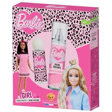 Coffret cadeau parfum enfant GIRL eau de toilette + brume senteur coco-vanille-fleurs blanches Fabriquée en France Barbie™ @2025 Mattel.
