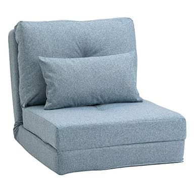 HOMCOM Fauteuil Convertible 1 Place Fauteuil Paresseux lit chauffeuse 1 Place - Coussin Inclus, Dossier réglable - Salon, Charge 120 kg, Tissu Lin Bleu