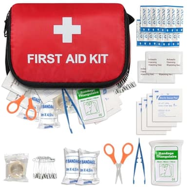 Trousse de Premiers Secours,Kit de Trousse de Premiers Soins Complète pour la Bureau,Sport,Voiture,Voyage,Maison,Randonnée,Entreprise-Trousse de Premiers Secours Compacte et Complète dans une Pochette