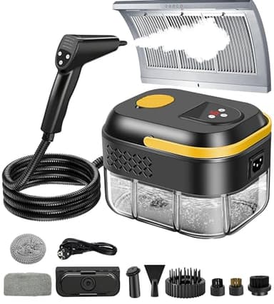 KingSom Nettoyeur Vapeur Portable,Nettoyeur Vapeur à Main Réglables sur 6 Niveaux,2500W Haute Pression Nettoyeur vapeur pour Canapé avec 10 Accessoires,1400ML Nettoyeurs vapeur pour la maison,Voiture