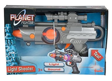 Simba 108046571 – Planet Fighter Light Shooter, 2 assortis, un seul article est livré, lumière et son, fonction de changement de couleur, 22 cm, imite les bruits de tir, pistolet de jeu, à partir de 3