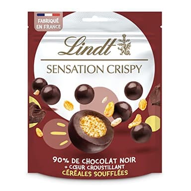 Lindt - Sachet de billes Céréales Soufflées SENSATION CRISPY - Chocolat Noir, 140g