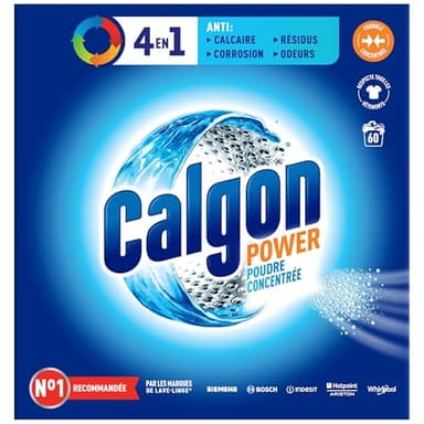 CALGON Poudre 4en1 Anticalcaire Nettoyant pour Lave-linge - 60 doses - 1,5kg