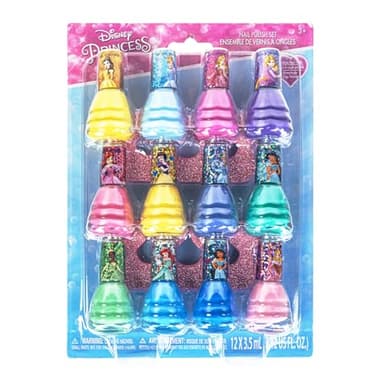 Princesses Disney coffret de 12 vernis et accessoires à ongles pour enfants, à base d'eau, décollables et à séchage rapide et, idéal pour les fêtes et les, à partir de 3 ans, par Townley Girl