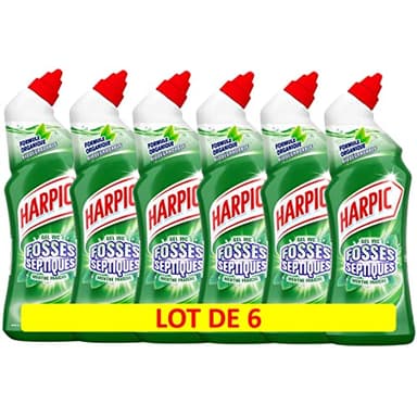 HARPIC Lot de 6 Gels WC Fosses Septiques Menthe - 750 ml
