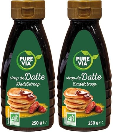 Pure Via Bio Sirop de Datte - 250g - une alternative au sucre 100% d’origine naturelle (Lot de 2)