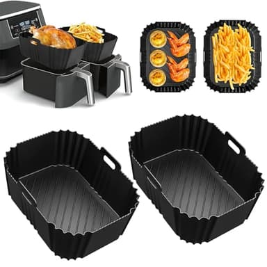 HONYAO Accessoire Air Fryer pour Ninja Foodi Dual Zone, 2 Pièces Silicone Moule Air Fryer compatibles avec Ninja AF300EU, AF400EU, AF451EU et Autres Dual Zone Friteuse à Air 7,6-10 L