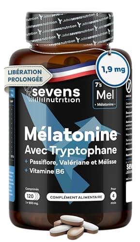 Mélatonine 1,9 mg Pure – Action Rapide, Hautement Dosée | Avec Tryptophane, Valériane, Passiflore et Mélisse - Complément Alimentaire Sommeil - Pour Dormir, Endormissement - 120 Comprimés (4 Mois)