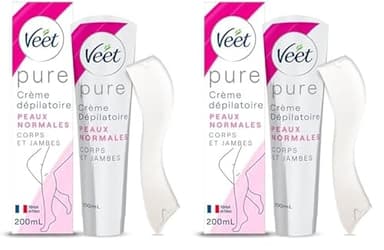 VEET PURE - Crème Dépilatoire Corps & Jambes - Peaux Normales - Sans Odeur d'Amoniaque - 200ml (Lot de 2)