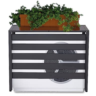 Mendler Habillage en Aluminium pour climatiseur/Pompe à Chaleur HWC-K59, Couverture Grille de Protection étagère pour Plantes, métal 73x90x38cm - Gris