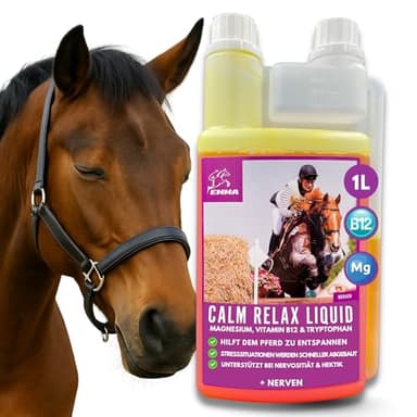 Magnésium Cheval Vitamine B12 I Calm I Anti-Stress pour Calmer Les nerfs L tryptophane Liquide I VIT B 12 pour l'anxiété Relax I pour Le Transport I soutient la sérénité Cheval nerveux Haute Dose 1L