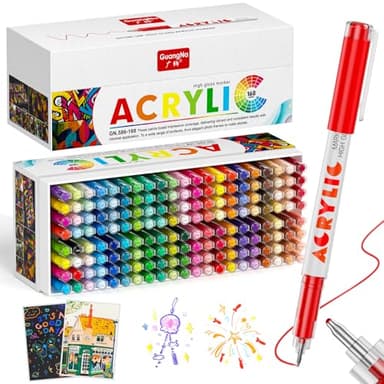 Sonlaryin 168 Couleurs Feutre Acrylique, Marqueur Peinture Acrylique à pointe dure de 1 mm Pour Papier, Verre, Métal, Céramique, Plastique, Textile, Parfait pour les cartes d'Halloween et de Noël