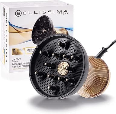 Bellissima Diffuseur D'Air Chaud XL Céramique + Huile D'Argan Pour Cheveux Bouclés - Diffon Supreme Sèche Cheveux + Diffuseur Ionique Tout-en-Un - 2 Vitesses, 3 Températures - Séchage Doux Et Naturel