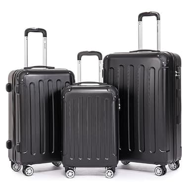 Boleedy Set Valise 3 Pièces (55/66/76cm),Lot Valise Rigide ABS Grande Taille Durable,Ensemble Valise de Voyage avec 4 roulettes 360°,Sets de Bagages