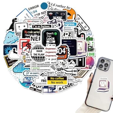 Autocollants Programmation - 50X Stickers Laptop Imperméables | Décalcomanies Décoration PC Développeurs Codeurs Programmeurs Hackers Geeks Ingénieurs