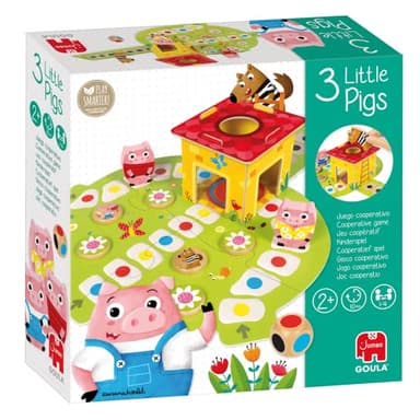 Goula - 3 Petits Cochons - Jeu Coopératif - Mettre Les Cochons À l'Abri Avant Que Le Loup n'arrive - Jeu Educatif - A Jouer en Famille - pour Enfants à partir de 2 Ans