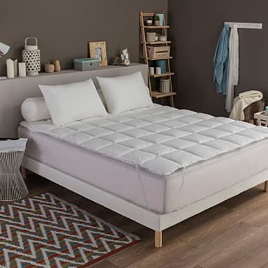 DODO - Surmatelas Palace Anti-Acariens 180x200 cm - Lit 2 Personnes - Soutien Medium - Garnissage Synthétique 100% Polyester Fibre FLEXCONFORT - Enveloppe 100% Coton Naturel Percale - Lavable à 40°C