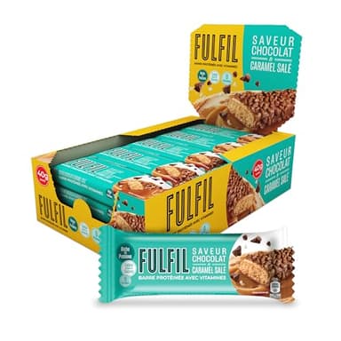 FULFIL - Barre Protéinée avec Vitamines - saveur Chocolat & Caramel Salé - Barre fonctionnelle et gourmande - Facile à Emporter - 15 Barres de 40g