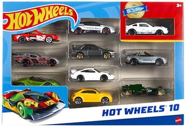 Hot Wheels Coffret De 10 Voitures (Modèle aléatoire), Véhicules Jouets À L'Échelle 1:64 avec Détails Et Décors Réalistes, Voitures De Collection, Jouet pour Enfant de 4 Ans et Plus, 54886