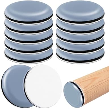 12Pièces Patins en Téflon Autocollants(Ronds) Ø50mm Patins de Meubles Auto-adhésives PTFE Patins Glisseurs pour Meubles pour Protection Efficace de parquet, carrelage, stratifié(Ronds,50mm)