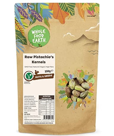 Wholefood Earth Pistaches Crues Sans OGM - 250 g Naturelles Riches en Protéines et Fibres