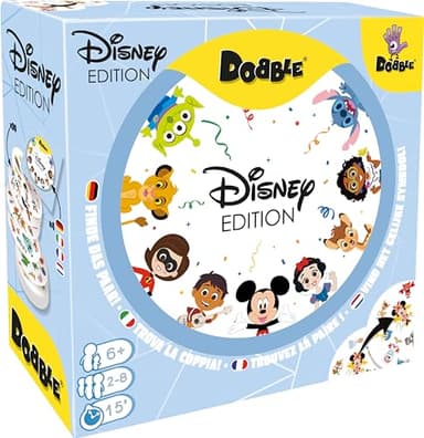 Asmodee - DOBBLE Disney - Jeu de Cartes Rapide et Amusant pour Enfants dès 6 Ans - Jeu d' Observation et Réflexes Famille - avec Héros Disney - 5 Mini Jeux - 2 à 8 Joueurs - Parties Courtes 15 Min