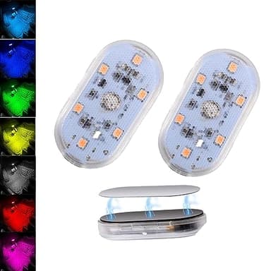 LED Voiture Exterieur/Interieur 2 Pièces Sans Fil, Éclairage Intérieur USB Rechargeable Multicolore