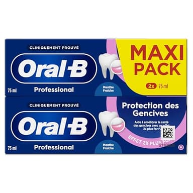Oral-B Dentifrice Pour Protéger Les Gencives Professional Protection, Technologie Au Complexe Au Fluorure Stanneux Pour Des Gencives Plus Saines, Brossage Des Dents Quotidien, Maxi Pack 2x75ml