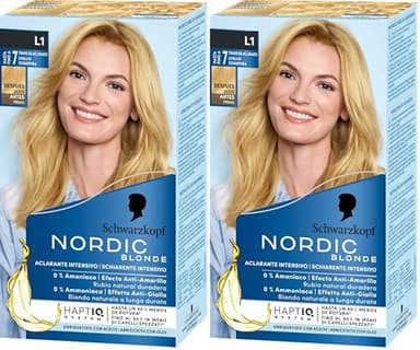 Nordic Blonde L1 - Crème Décolorante Intense - Anti Reflets-jaunes - Technologie Anti-casse - Décolore Jusqu'à 7 Tons - Sans Ammoniaque - L1 (Lot de 2)