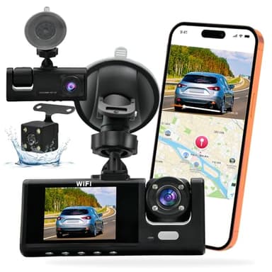 Camera Embarquée Full 4KHD Dashcam Voiture Avant Arrière,Camera Voiture Enregistreur Jour et Nuit connectivité Wi-FI, Vision Nocturne,WDR,Enregistrement en Boucle