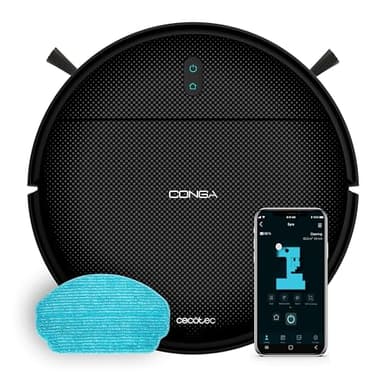 Cecotec Robot Aspirateur avec Navigation Gyroscopique et App Conga M10 X-Treme. 2000Pa, Balaye, Aspire, Lave et Passe la Serpillière, Autonomie 120min, Capteurs Anti-Chute et 2 Brosses Latérales
