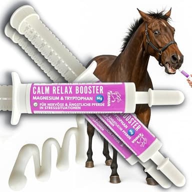 Magnésium Cheval 3 * 30ml Pâte calmante pour Chevaux Calm Relax Booster I Anti-Stress calmant nerveux L-tryptophane I en Cas d'anxiété Transport I Pâte de magnésium sérénité Cheval nerveux Haute Dose