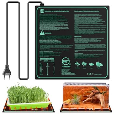 Leikurvo Tapis Chauffant pour Plantes, Tapis Chauffant 50 x 52 cm pour la Germination des semis et Les Animaux domestiques 45 W avec Thermostat pour Reptile et température du Dragon, sûr et Durable