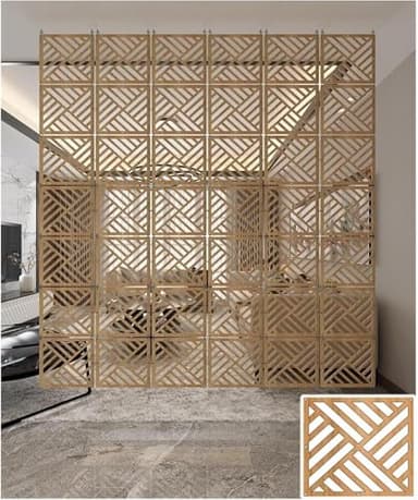 AVLLSO Séparateur de pièce Suspendu Panneau Bois-Plastique Creux pour Les Maisons à Haut Plafond, Décoration d'écran Suspendue Simple pour la Maison, 1 à 100 pièces en Option(Natural b,8Pcs)