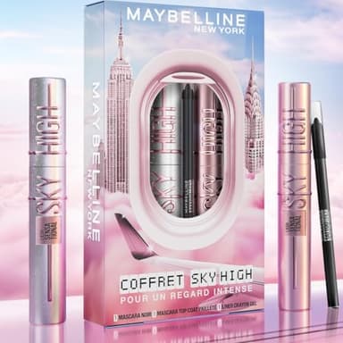 Maybelline New York - Coffret Regard Intense - Tattoo Liner Crayon Gel + Mascara Sky High Very Black + Mascara Sky High Top Coat Pailleté - 3 produits