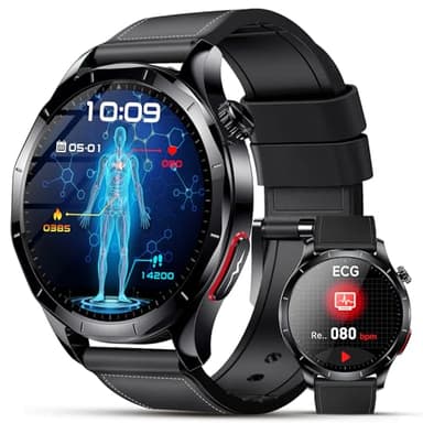Lgnitek 2026 Nouv’ Montre Connectée Homme avec ECG+HRV/Pressιon artérιelle/Acide Urique/IMC,1,43" AMOLED Smartwatch avec Fonction SOS,24/7 Fréquence Cardiaque/Sommeil/SpO2/Apnée,Android/iOS