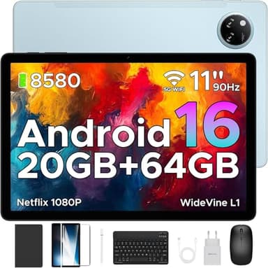 DOOGEE Tab A9+ Tablette Android 16, 20GB RAM+64GB ROM(2TB TF), 11 Pouces Tablette avec Clavier 8580mAh Widevine L1 Unisoc T7200, 13MP+5MP, 90Hz/ Octa-Core/ BT5.0/ GPS